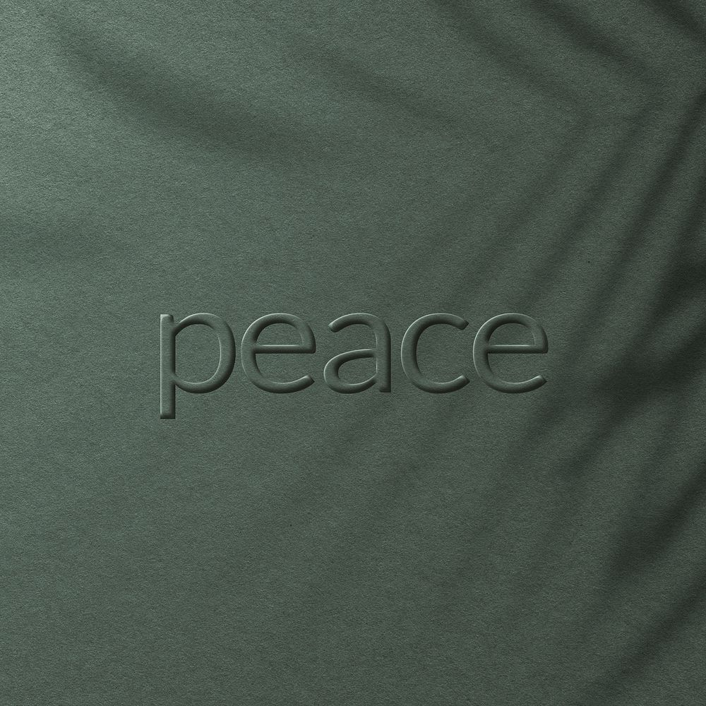 Peace word embossed typography design
