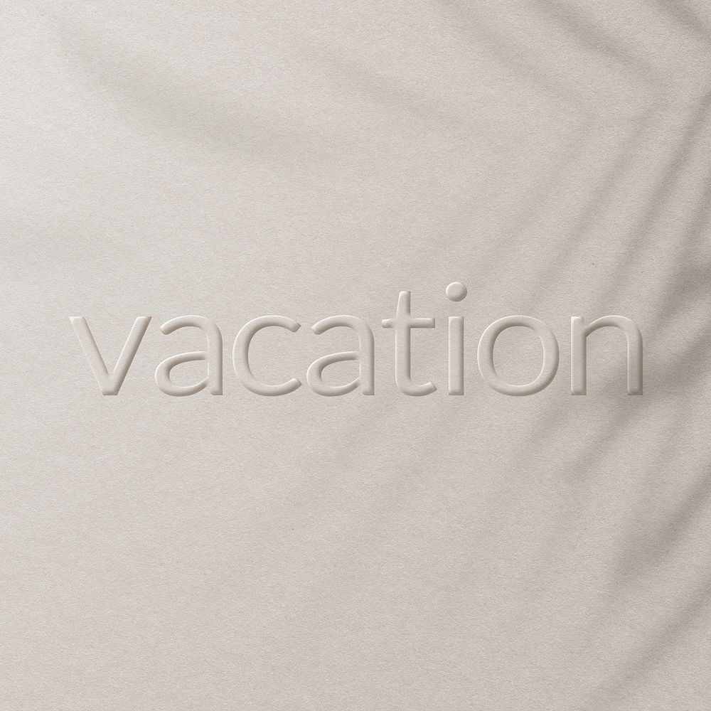 Word vacation embossed typography design
