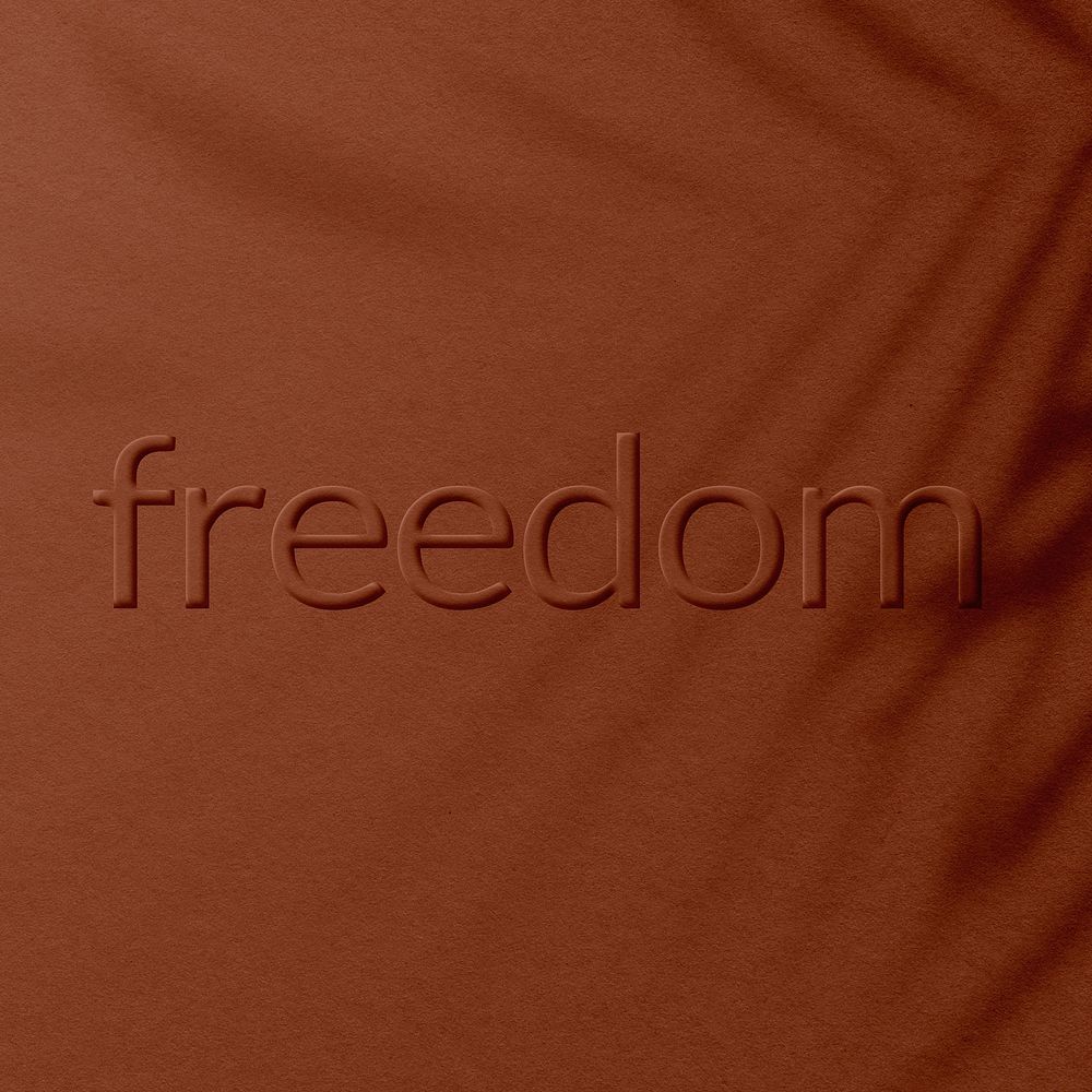 Red textured embossed freedom text typography
