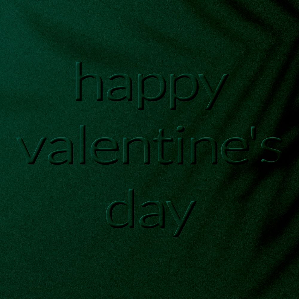 Plant shadow textured embossed happy valentine's day message typography
