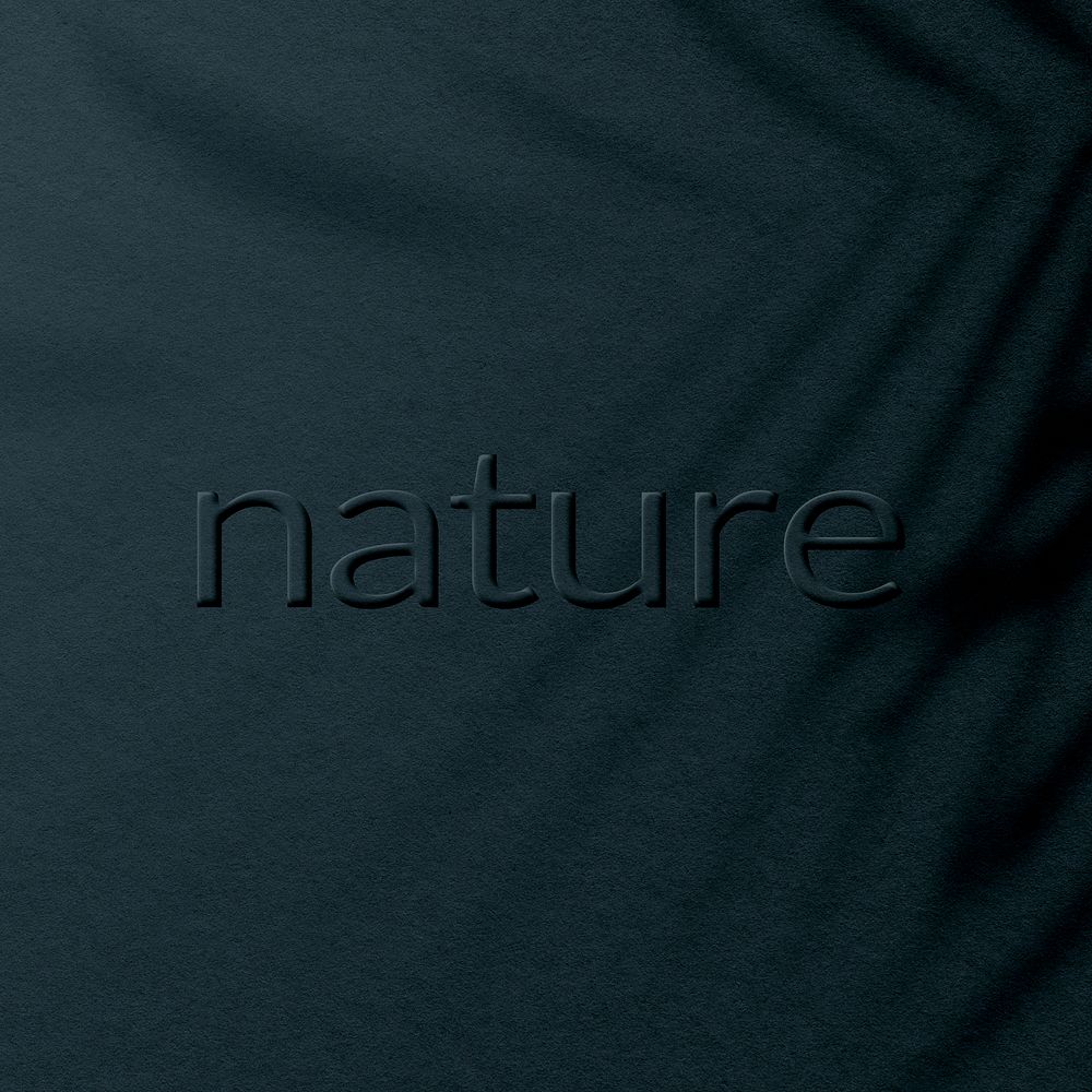 Blue texture embossed nature word typography