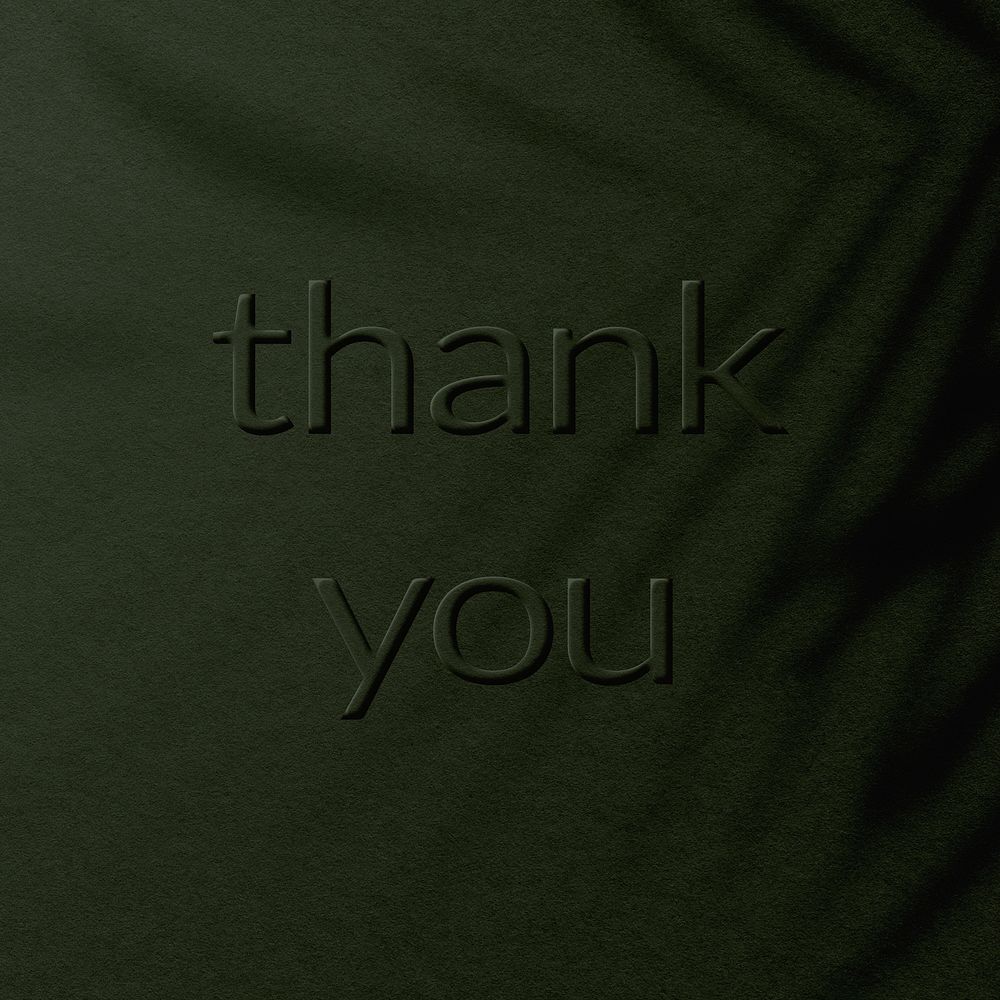 Plant shadow textured embossed thank you message typography