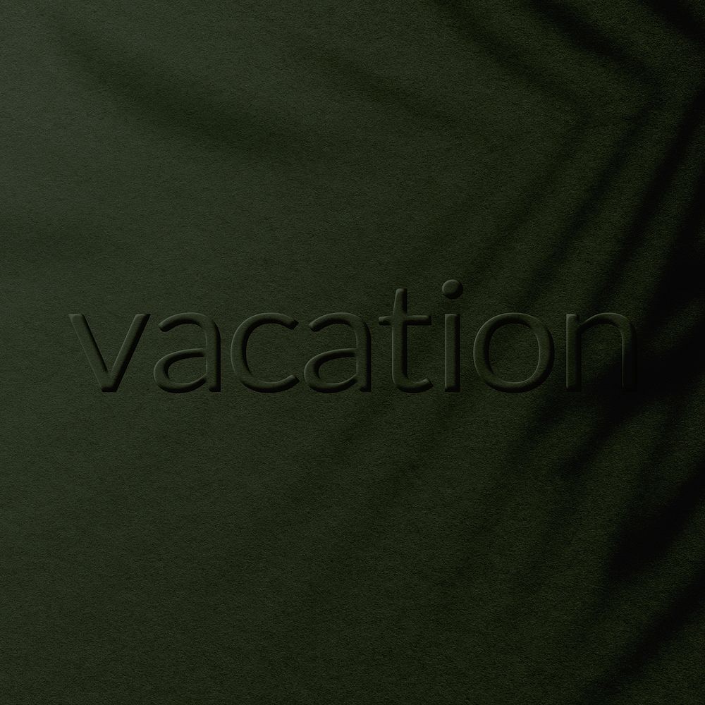 Green concrete texture embossed vacation text typography