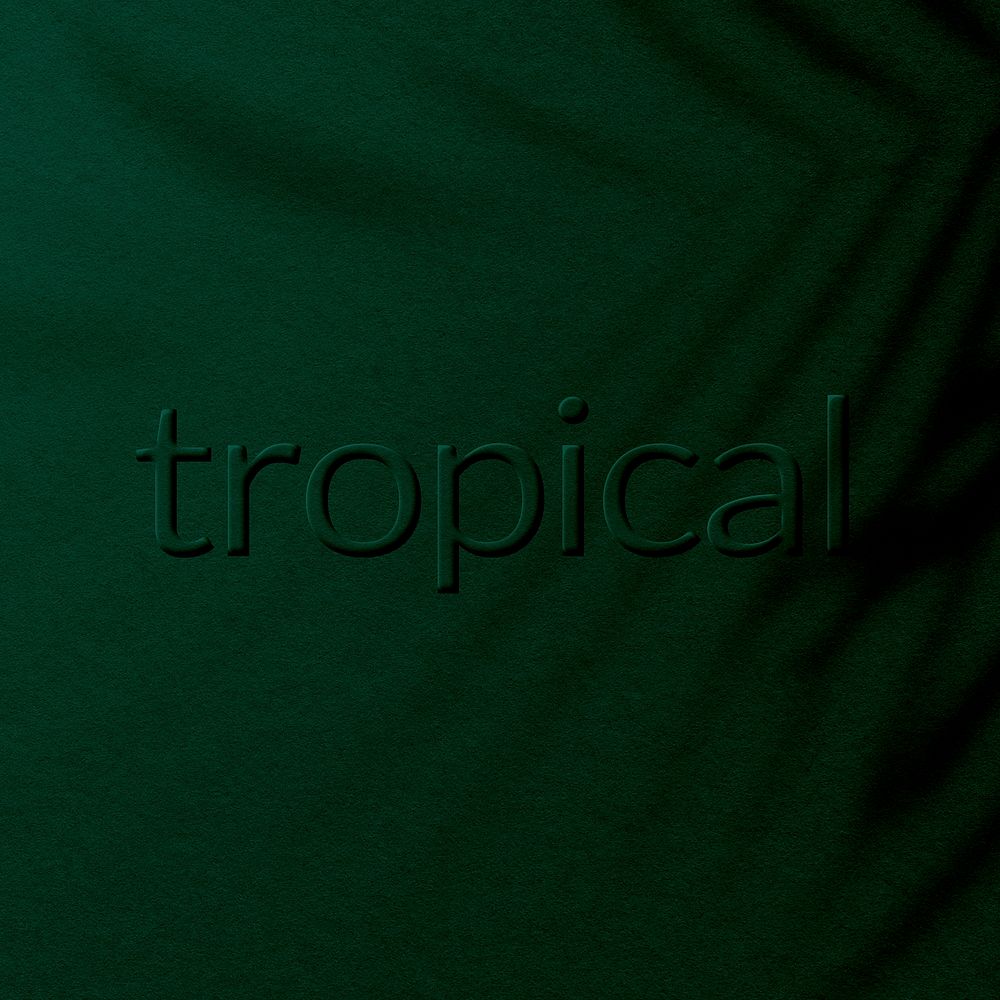 Emerald green textured embossed tropical text font