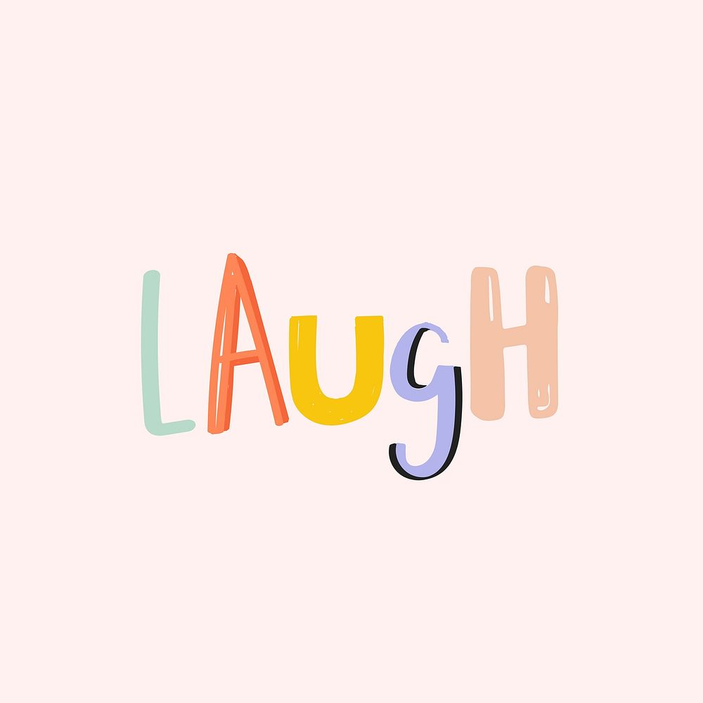 Laugh text doodle font colorful handwritten