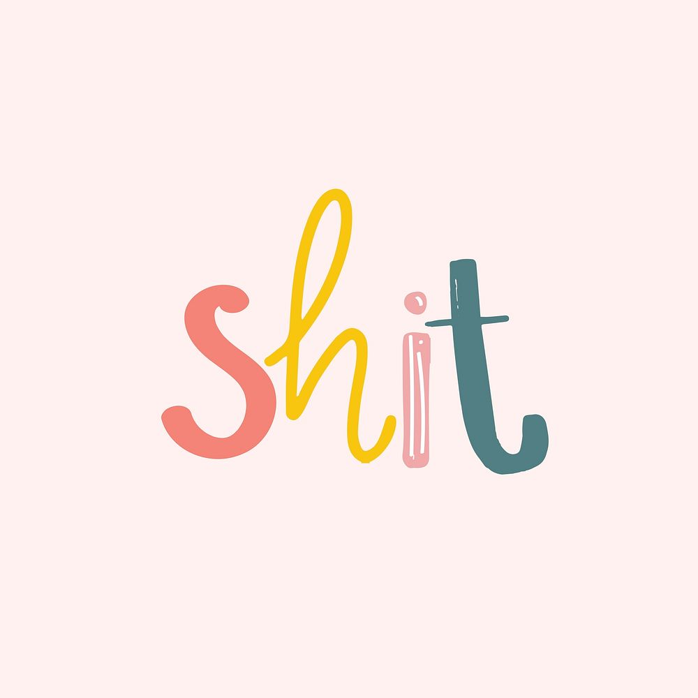 Word art psd shit doodle lettering colorful