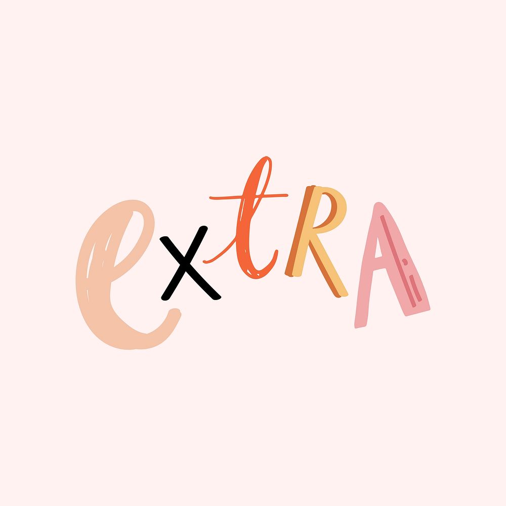 Extra doodle word colorful vector clipart