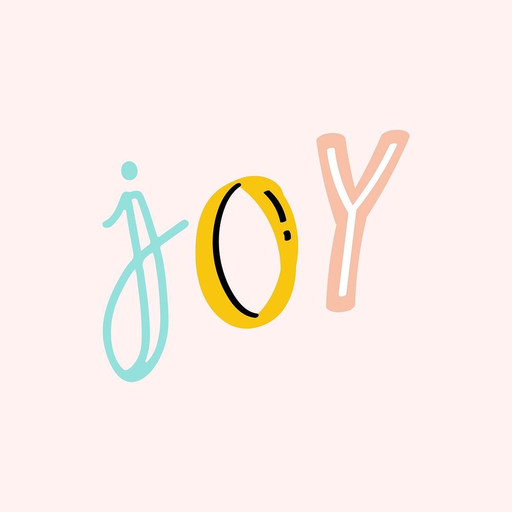 Joy doodle word colorful hand-lettering typography