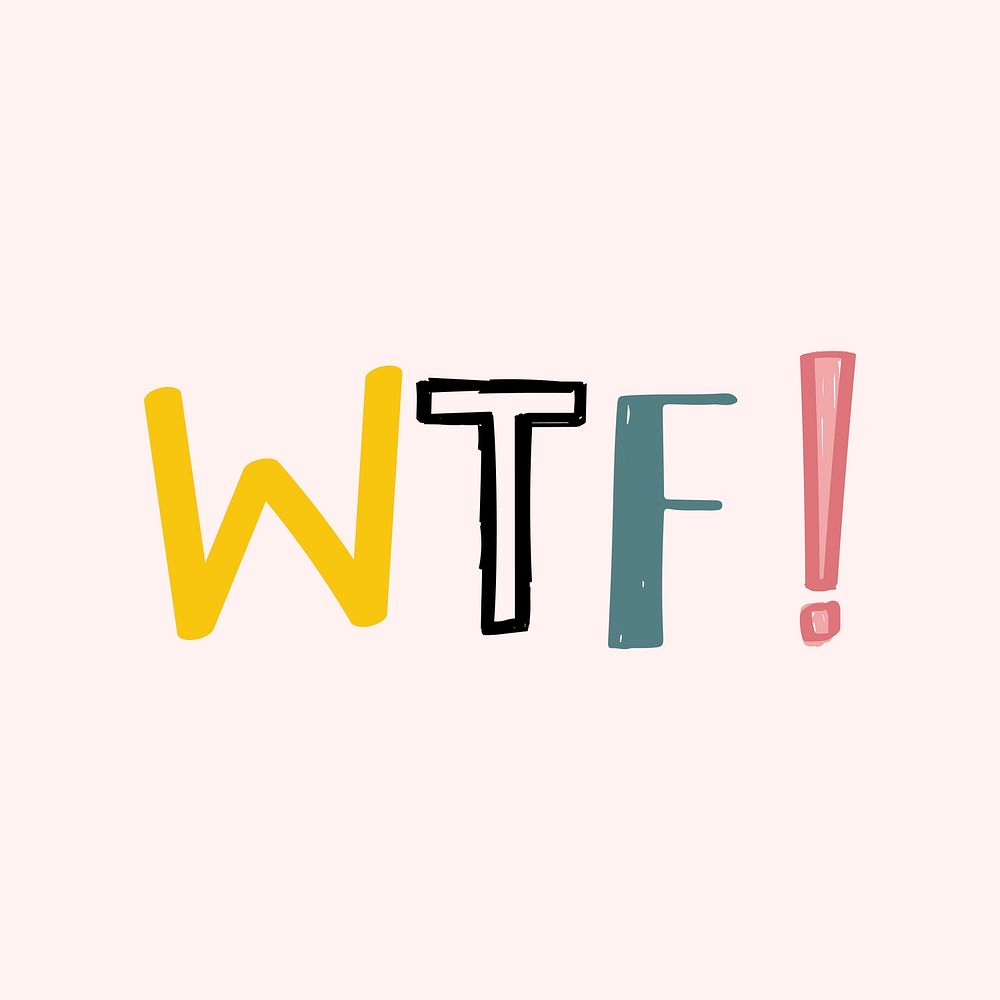 WTF! doodle word colorful vector clipart