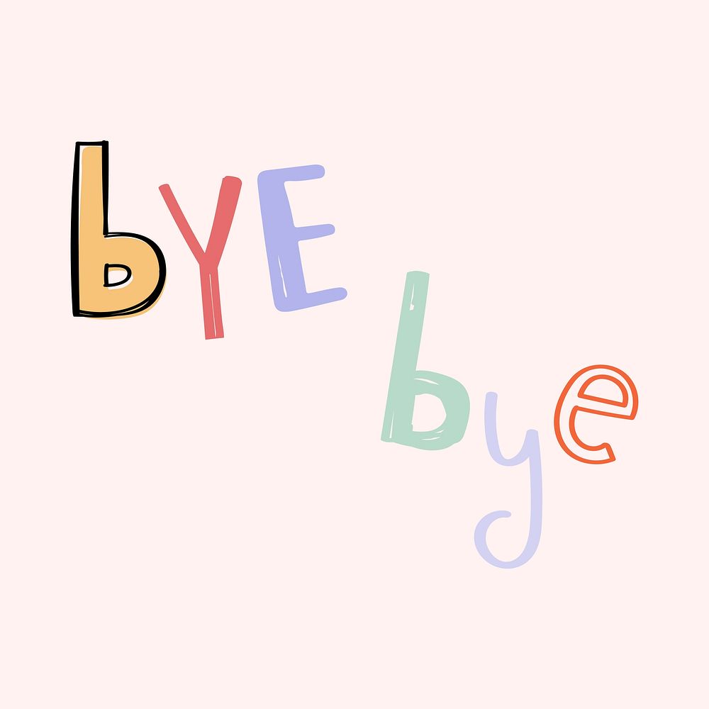 Bye bye doodle word colorful vector clipart