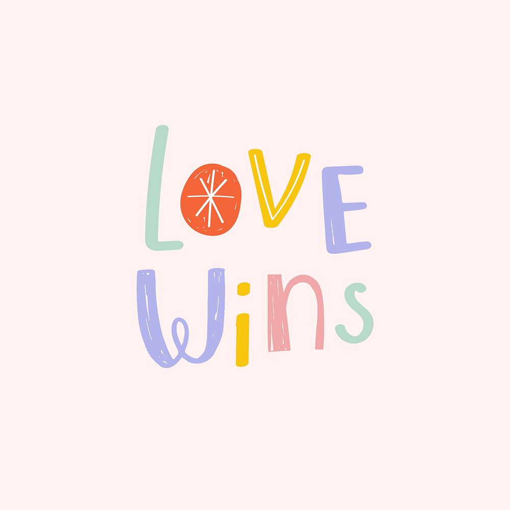 Love wins vector doodle word 
