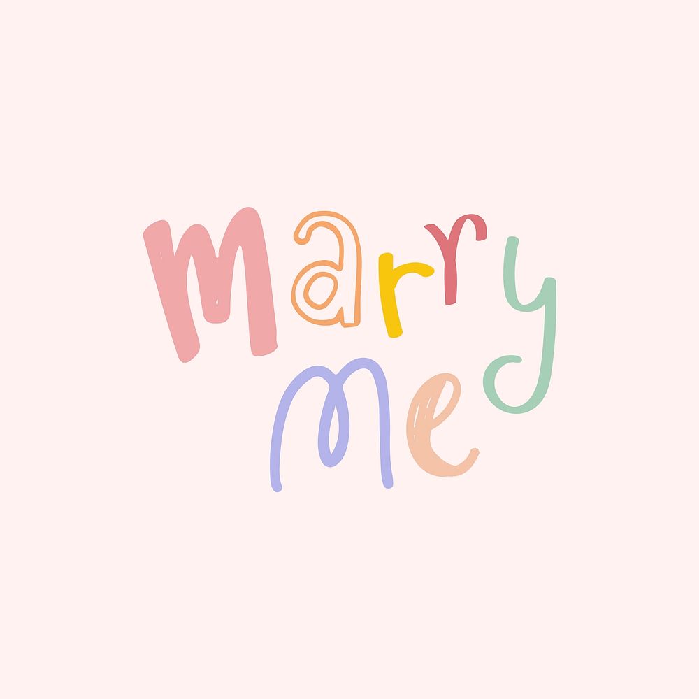 Marry me text typography vector doodle font