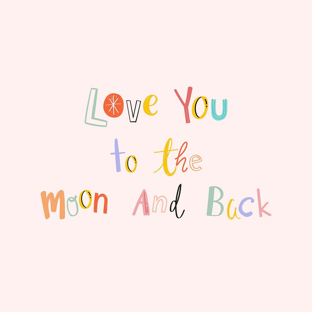 Doodle font psd Love you to the moon and back hand drawn
