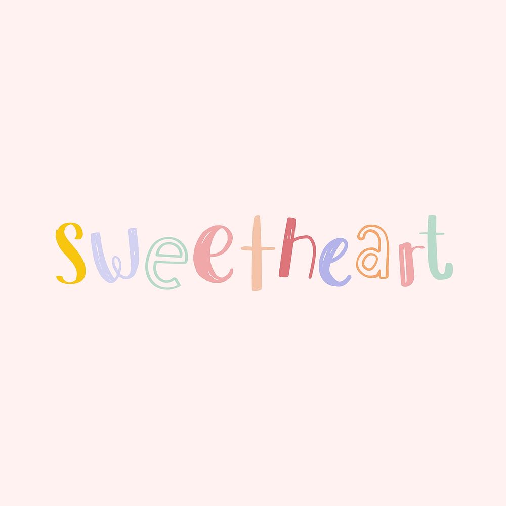 Sweetheart typography vector doodle text