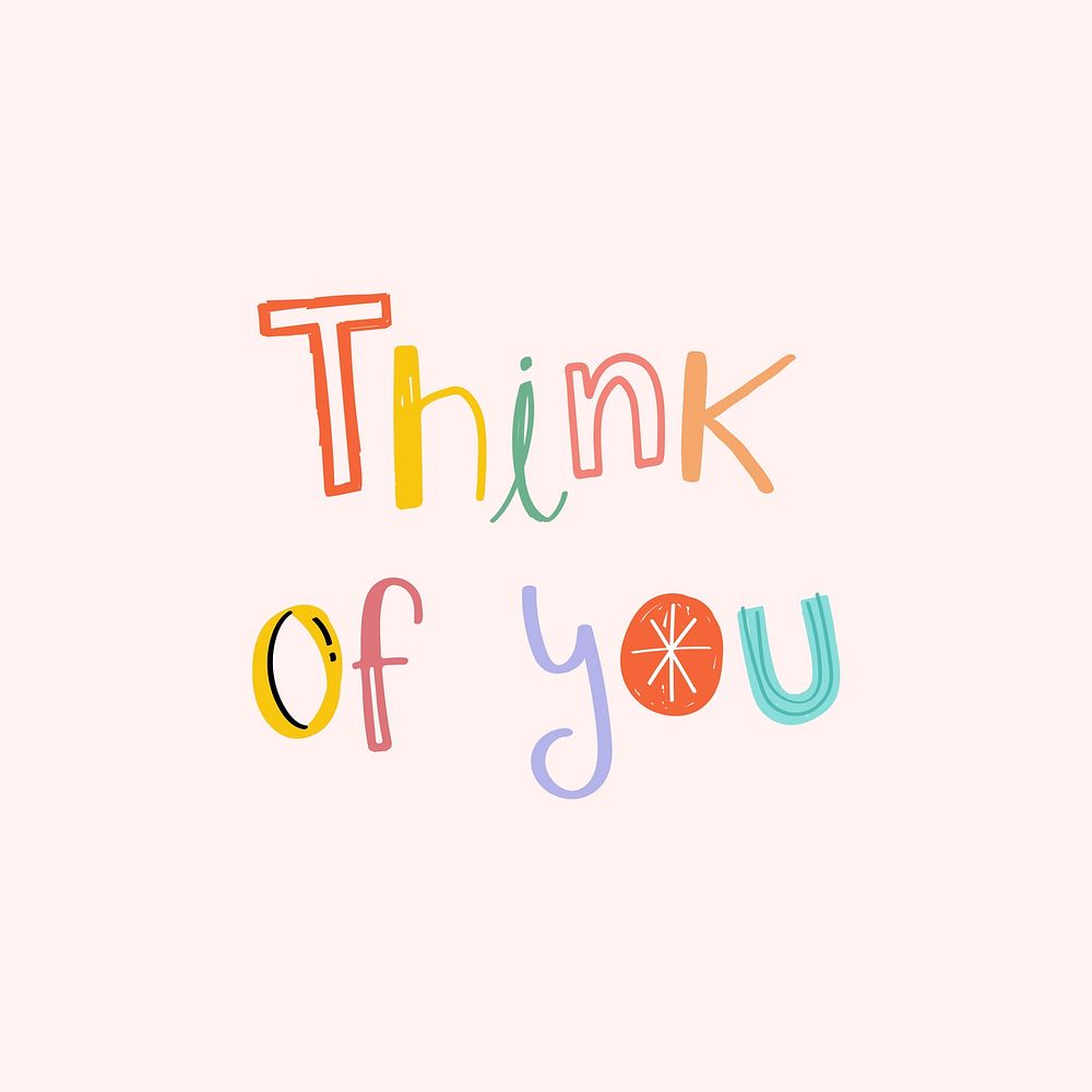 Vector Think of you text doodle font
