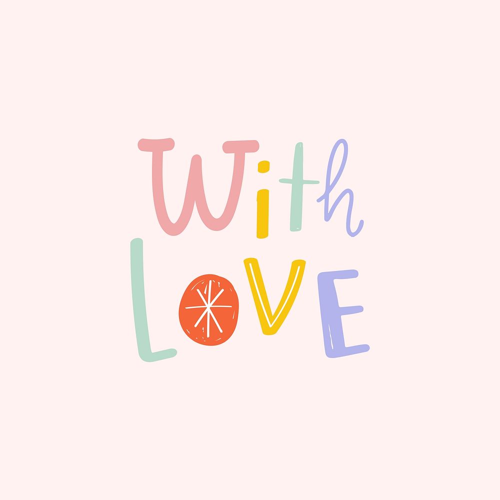 With love vector message doodle font