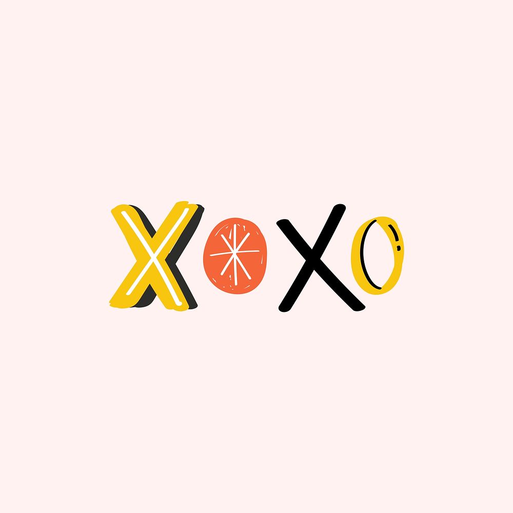 Doodle font XOXO typography vector text