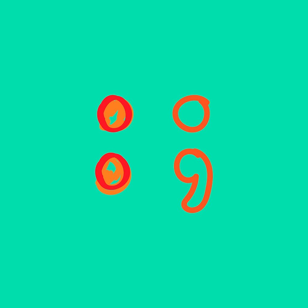 Vector semicolon symbol hand drawn typography