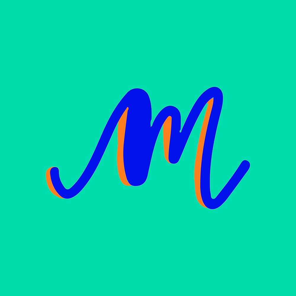 Letter M vector doodle typography