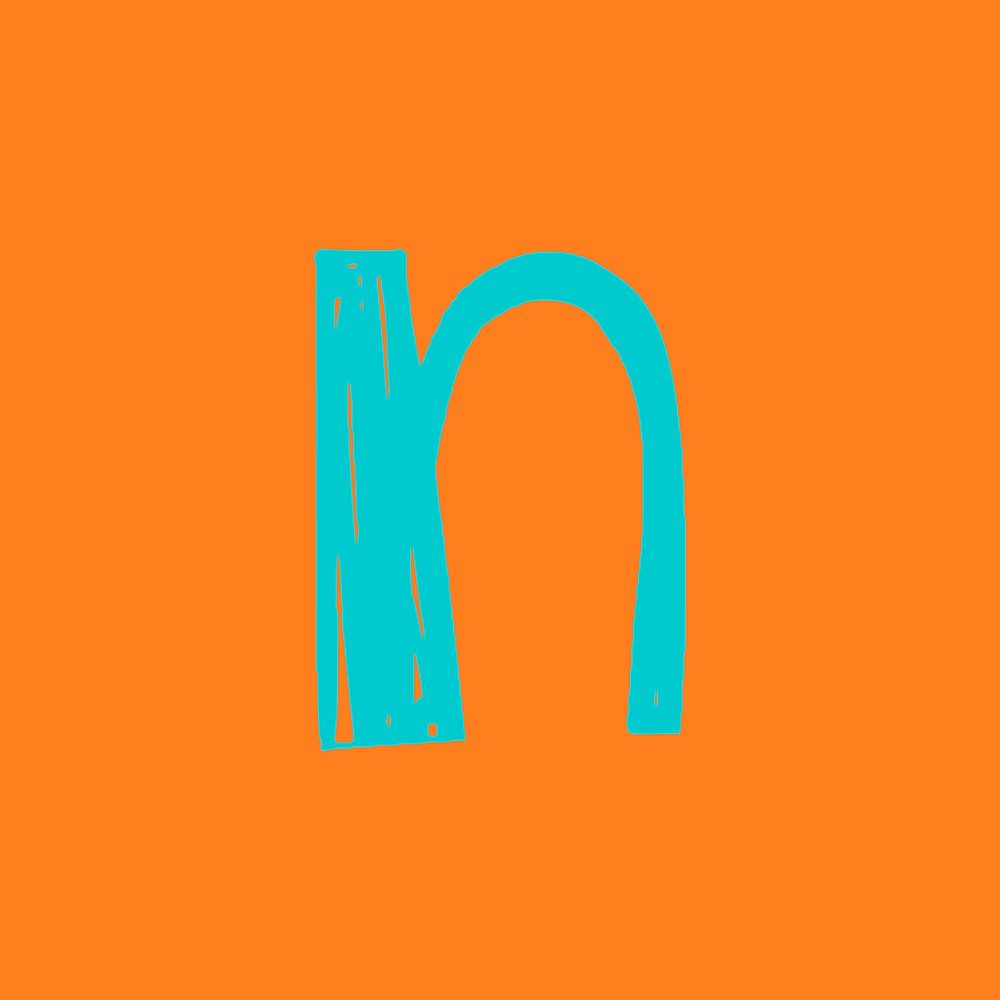 Letter N vector doodle typography
