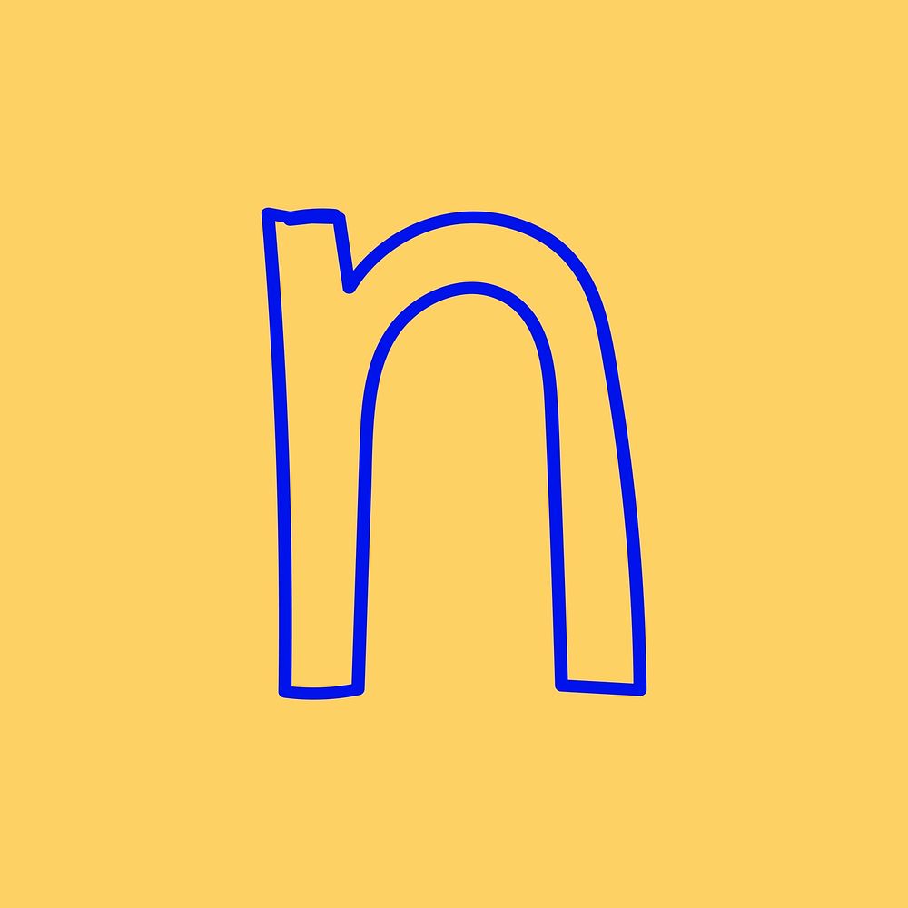 Doodle letter N vector typography