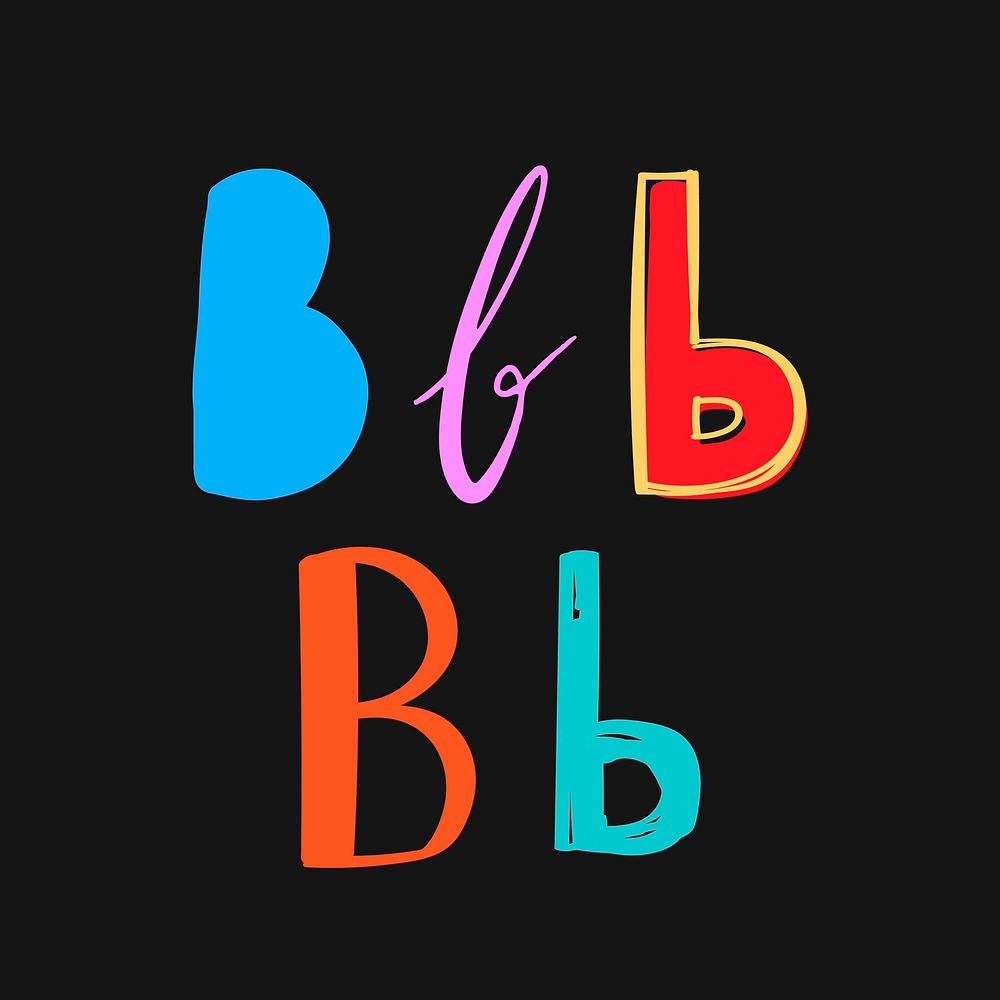 Letter B hand drawn typography vector set