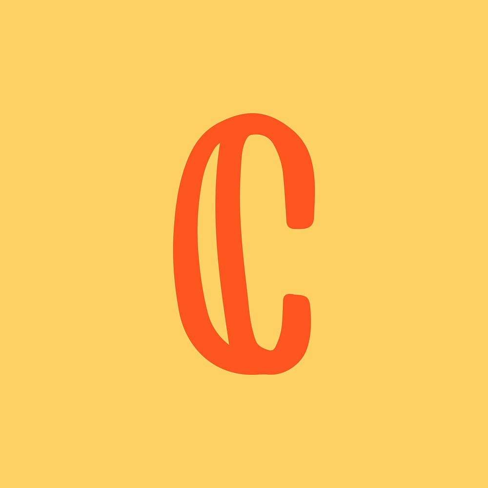 Vector letter C hand drawn typography