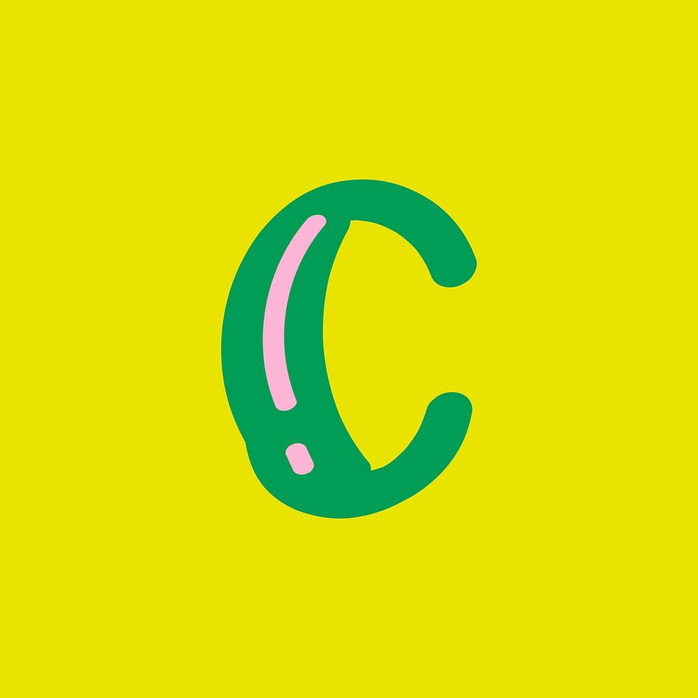 Doodle letter C vector typography