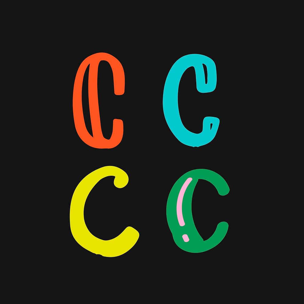 Letter C hand drawn vector typography set