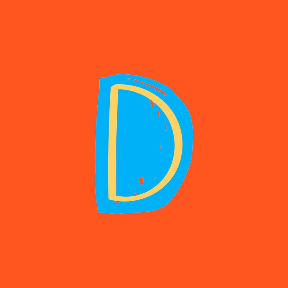 Doodle letter D vector typography