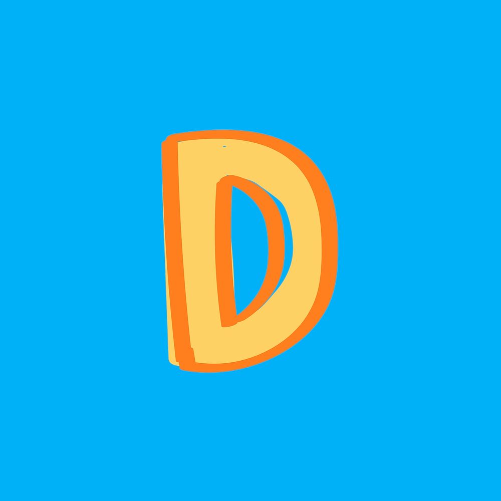 Letter D hand drawn vector typography