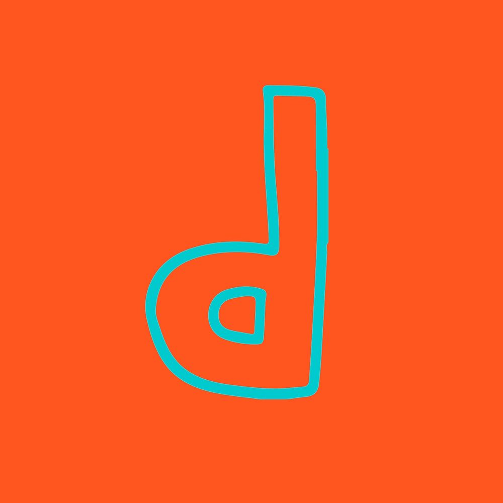 Letter D doodle vector typography