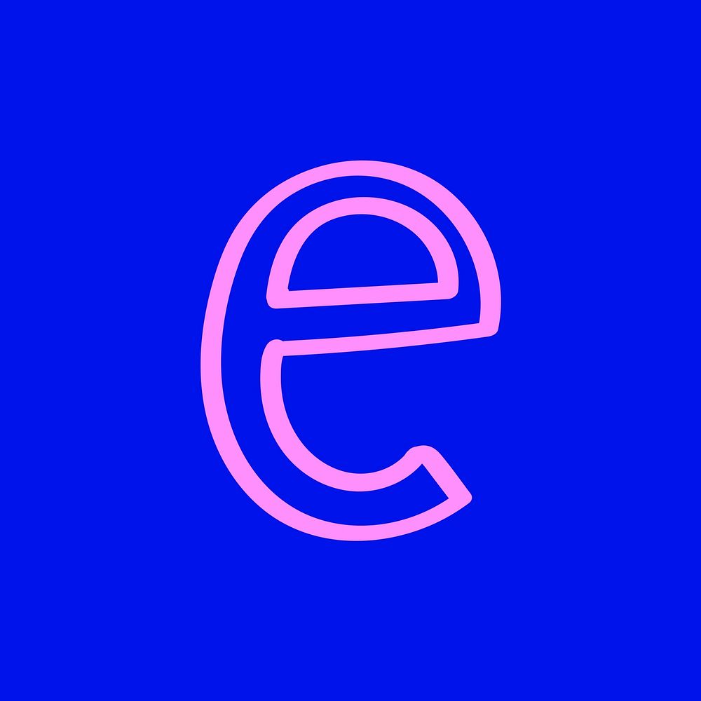 Vector letter E doodle typography
