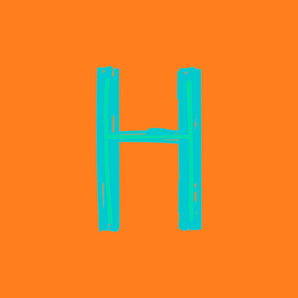 Letter H vector hand drawn typography