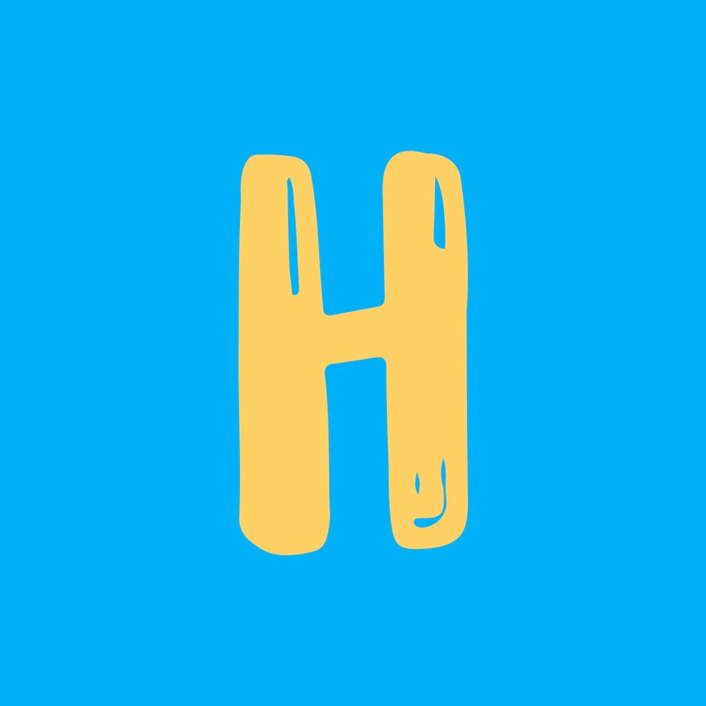 Letter H doodle vector typography
