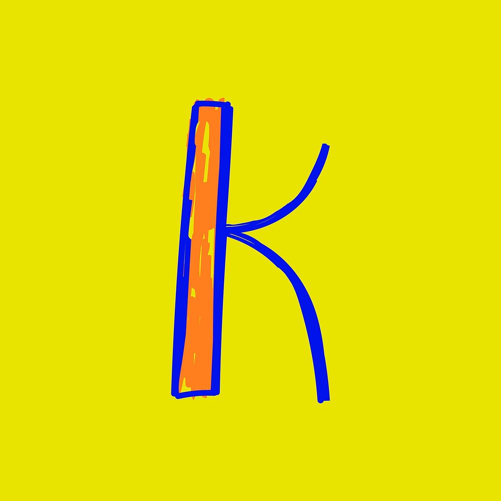 Letter K vector hand drawn typography