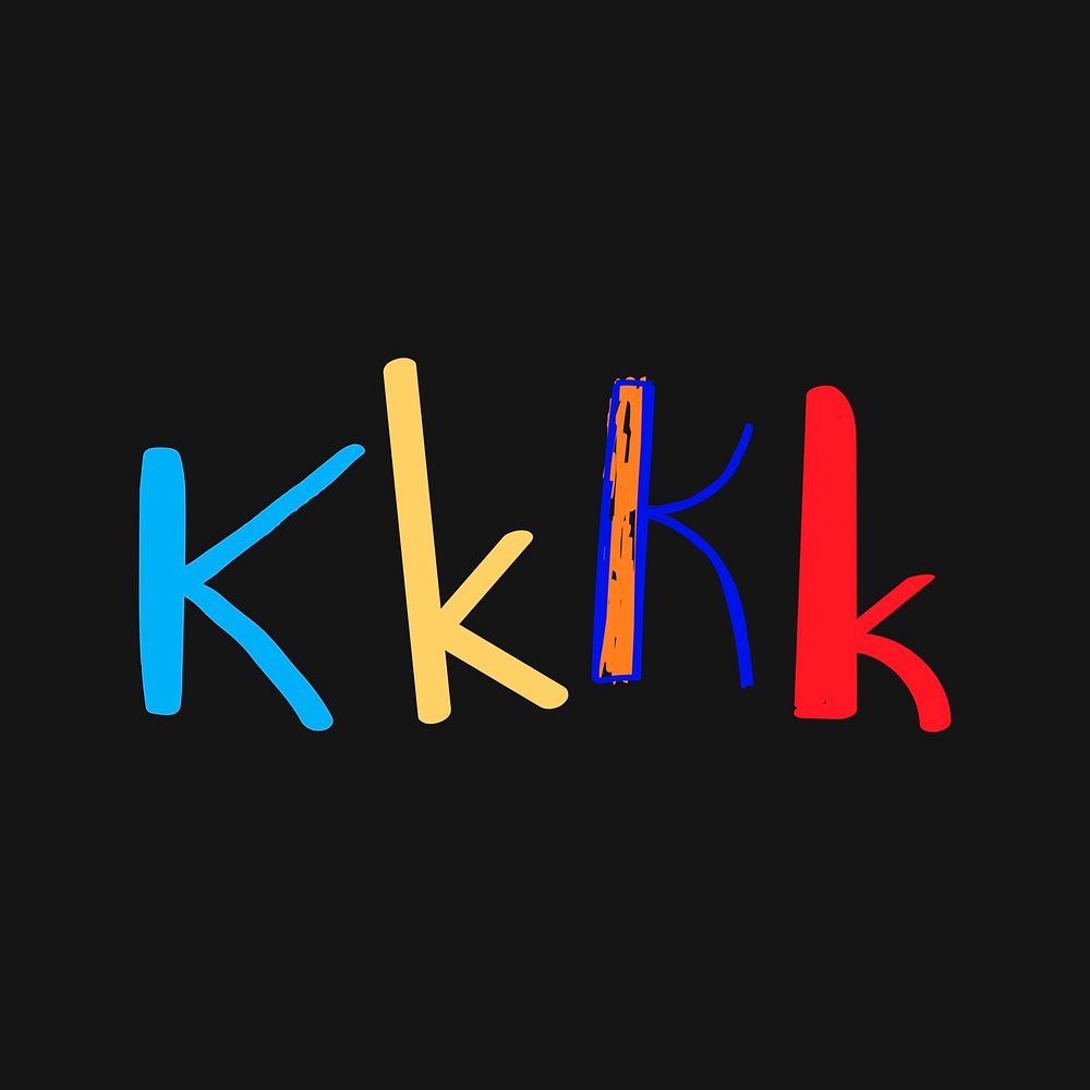 Letter K vector typography doodle colorful set