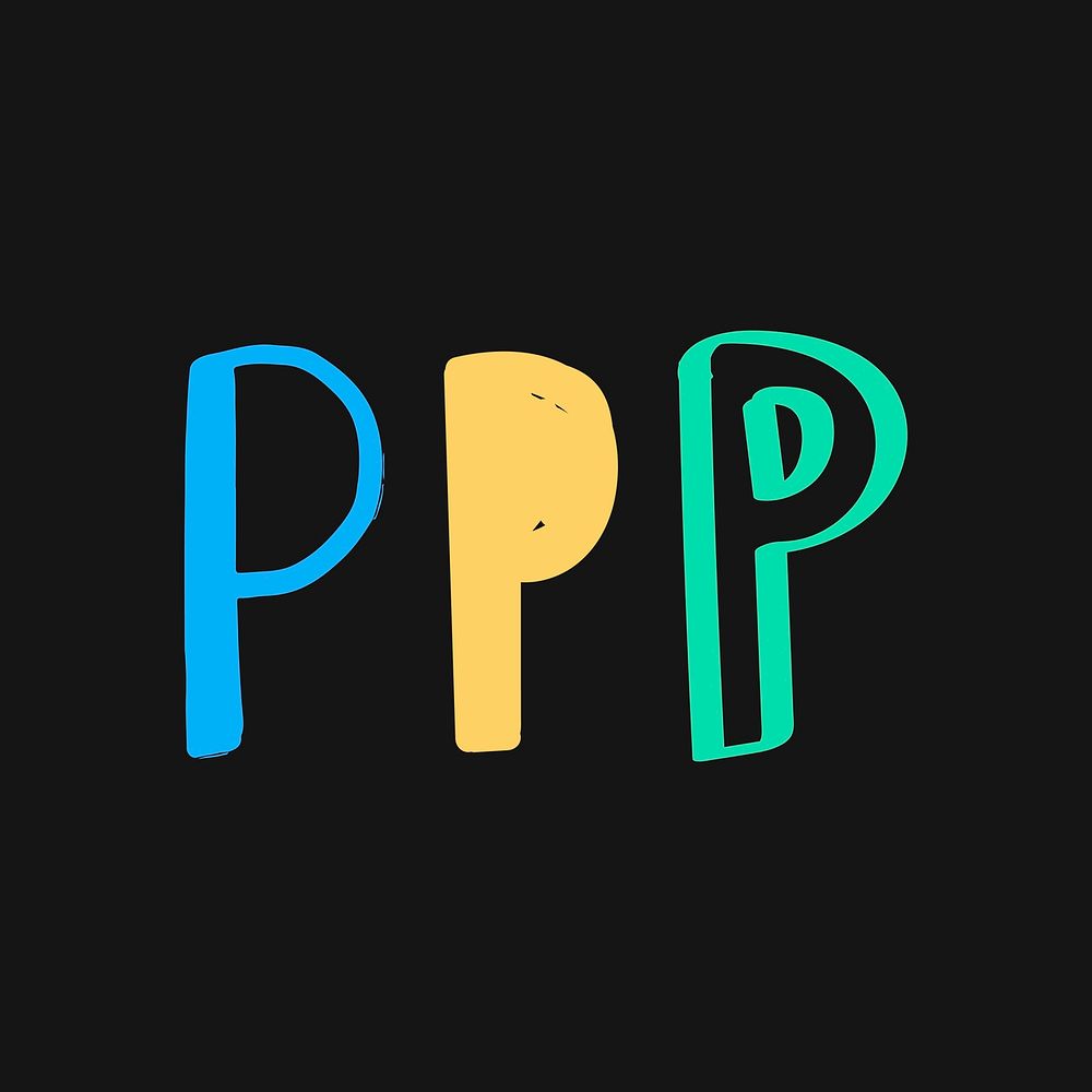 Vector letter P hand drawn typography set