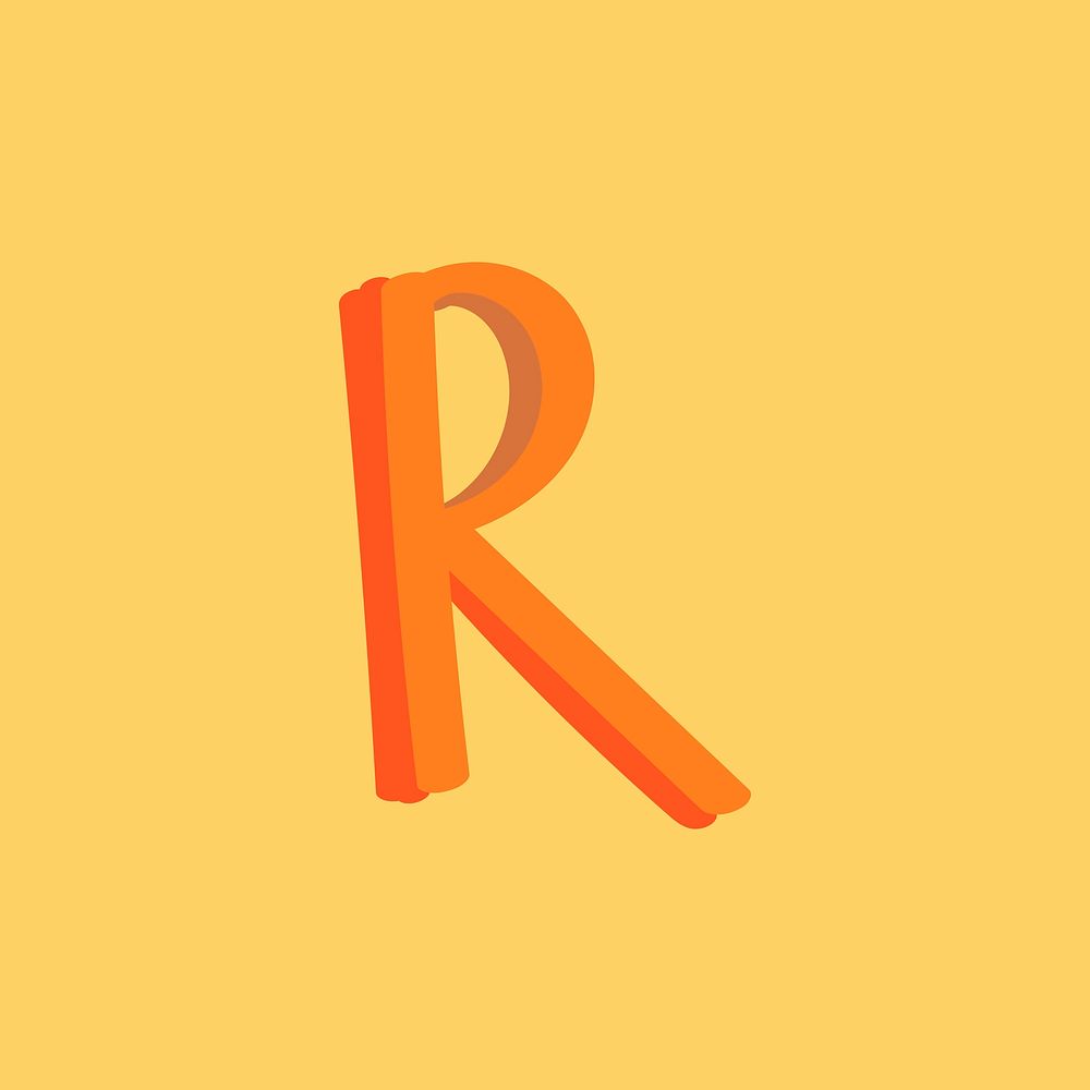 Letter R vector doodle typography