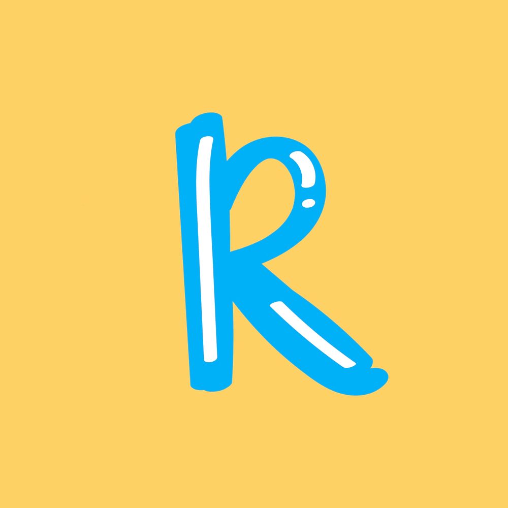 Letter R hand drawn vector typography