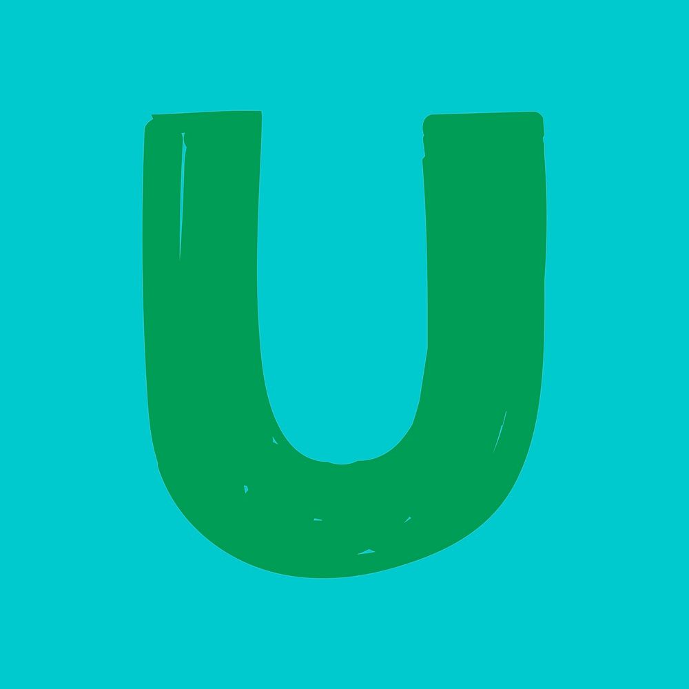 Letter U vector hand drawn typography
