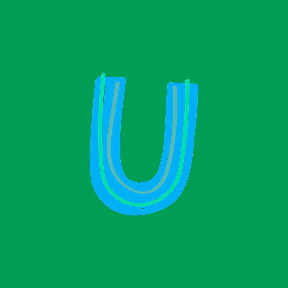 Letter U doodle vector typography
