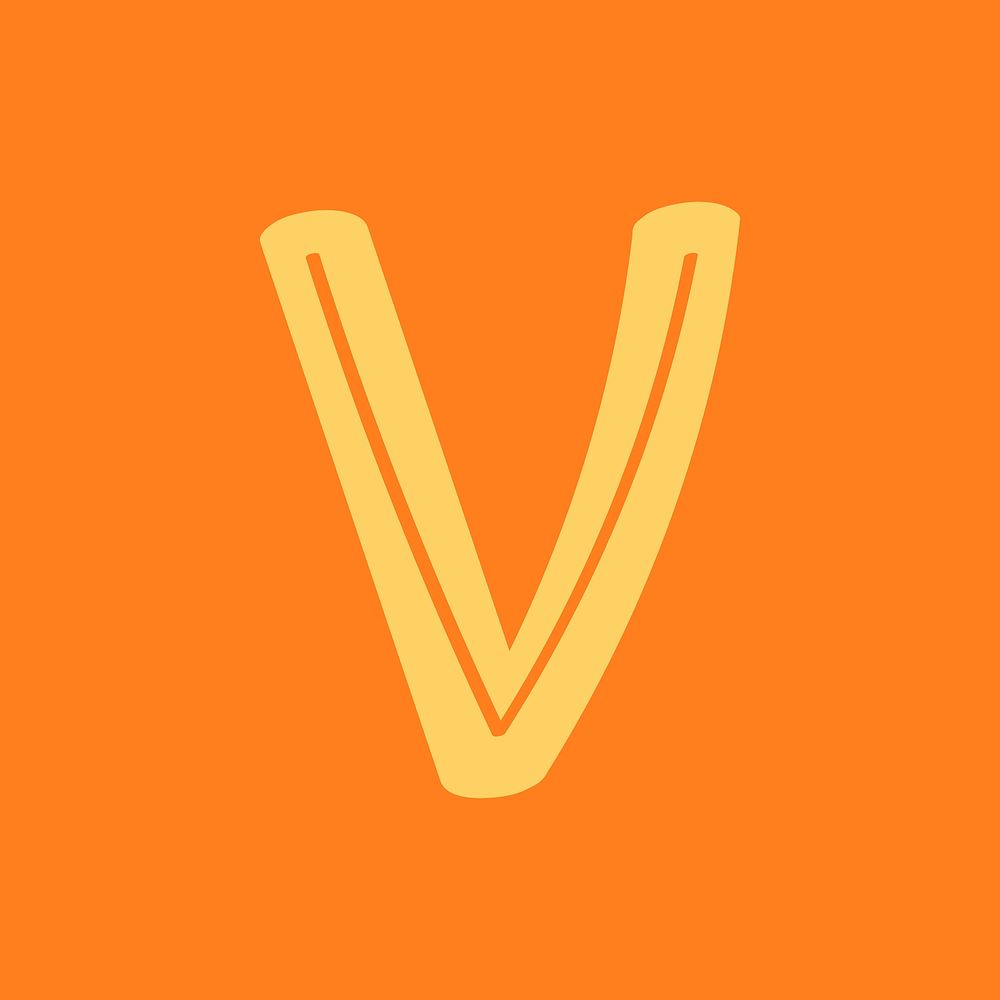 Vector letter V doodle typography