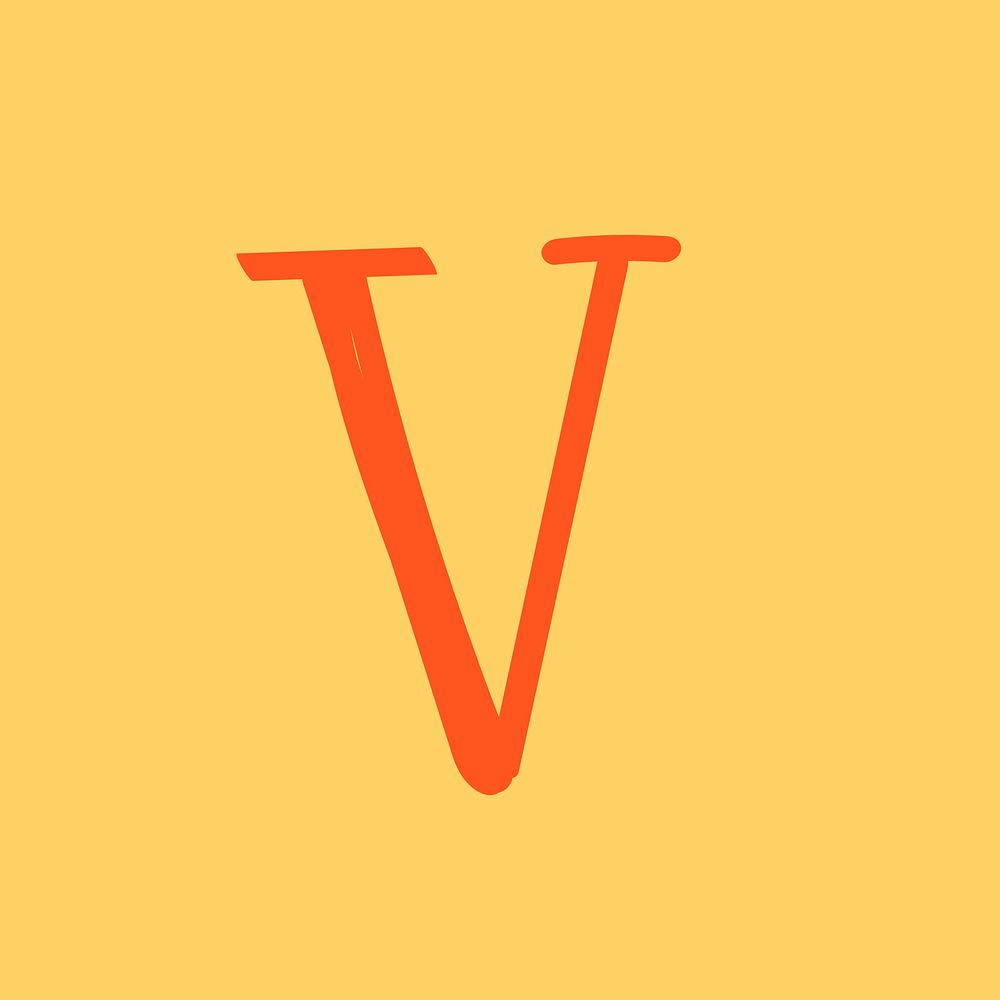 Letter V doodle vector typography