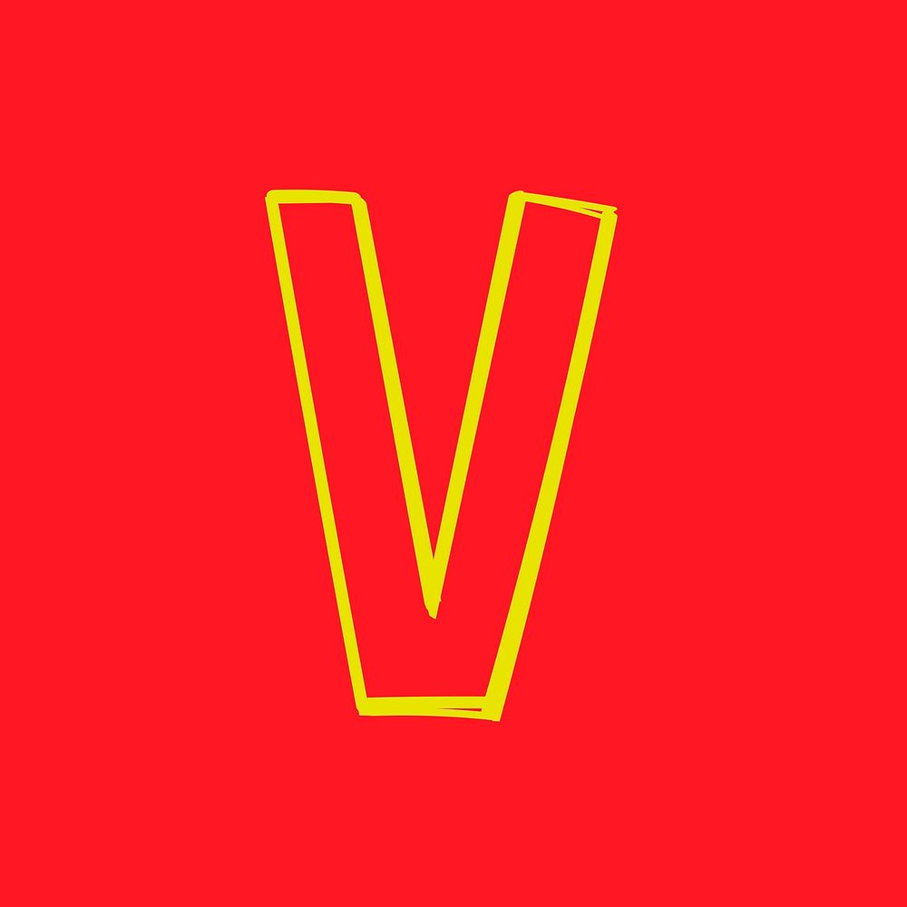 Letter V hand drawn vector typography