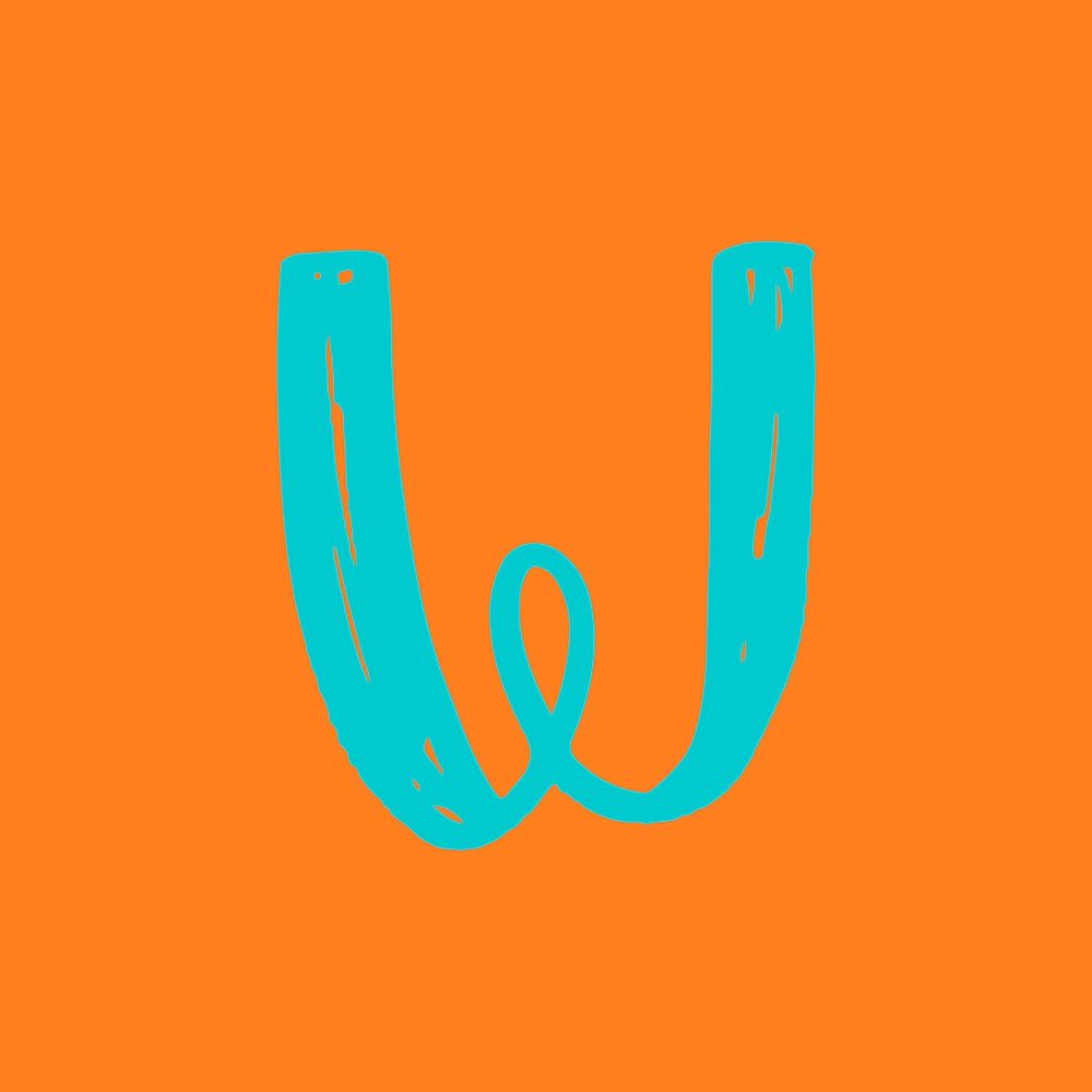 Letter W hand drawn vector typography