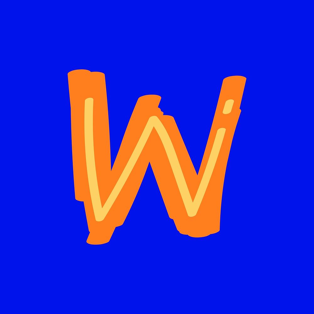 Letter W doodle vector typography