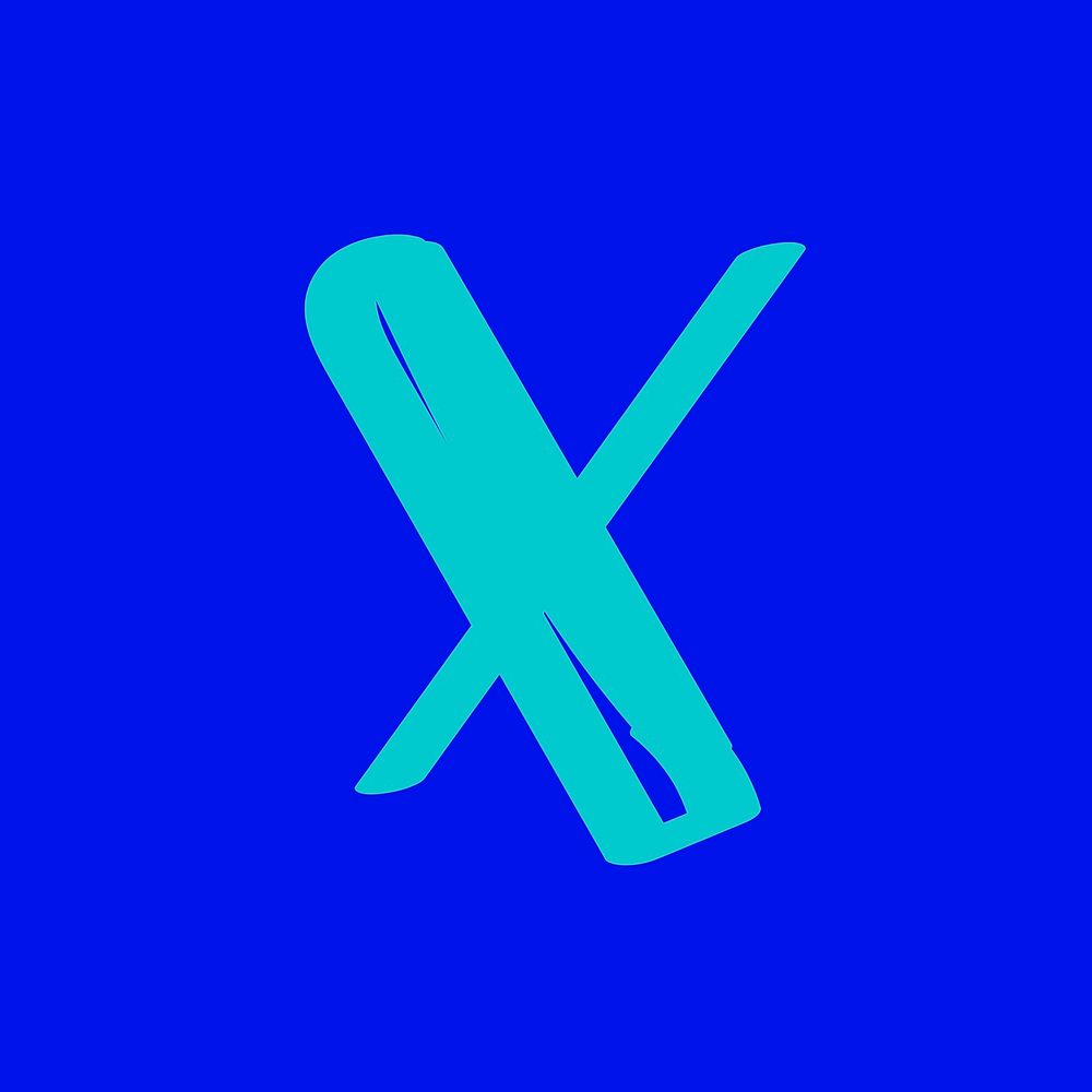 Letter X vector doodle typography