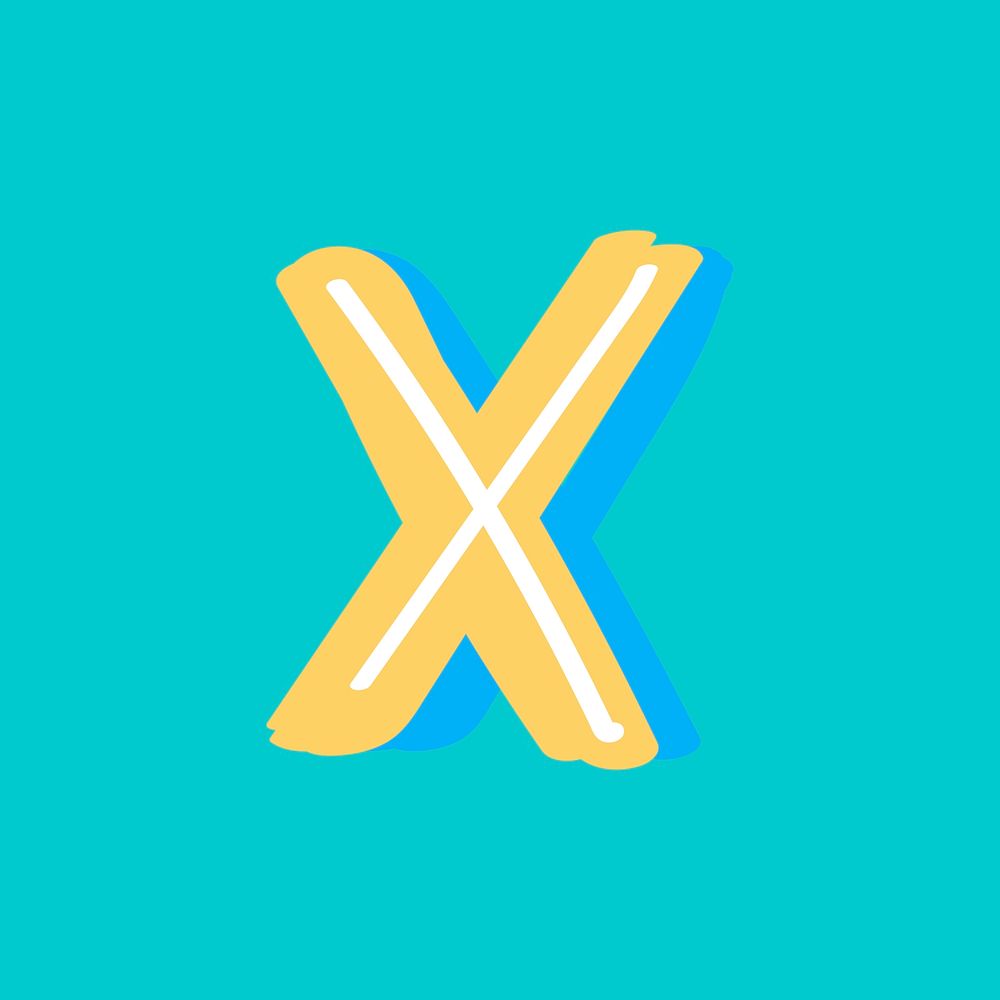 Letter X doodle vector typography