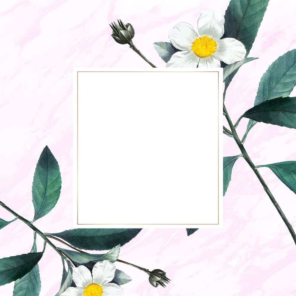 Gold floral frame psd with design space